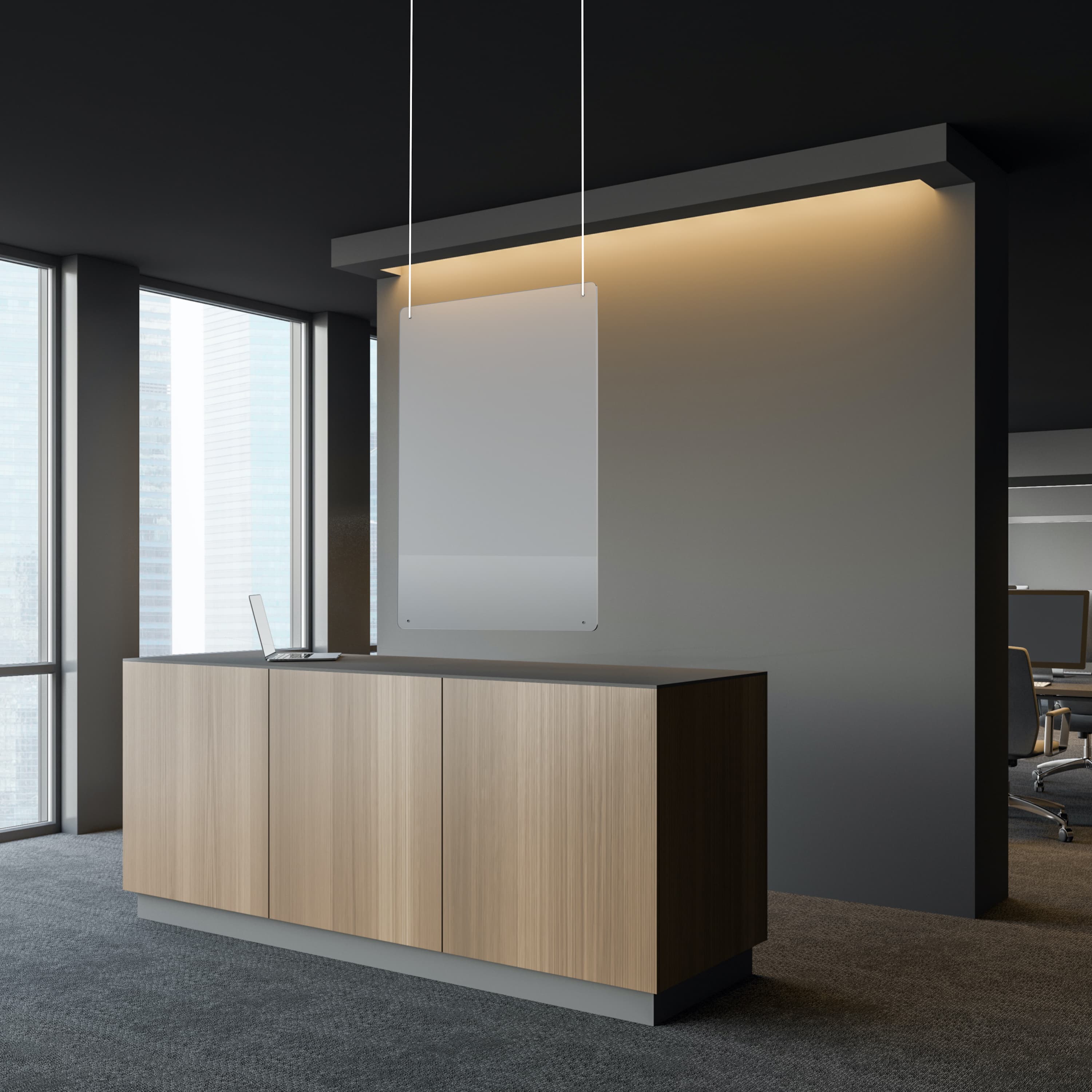 Suspension transparente (150H x 100B cm) exemple