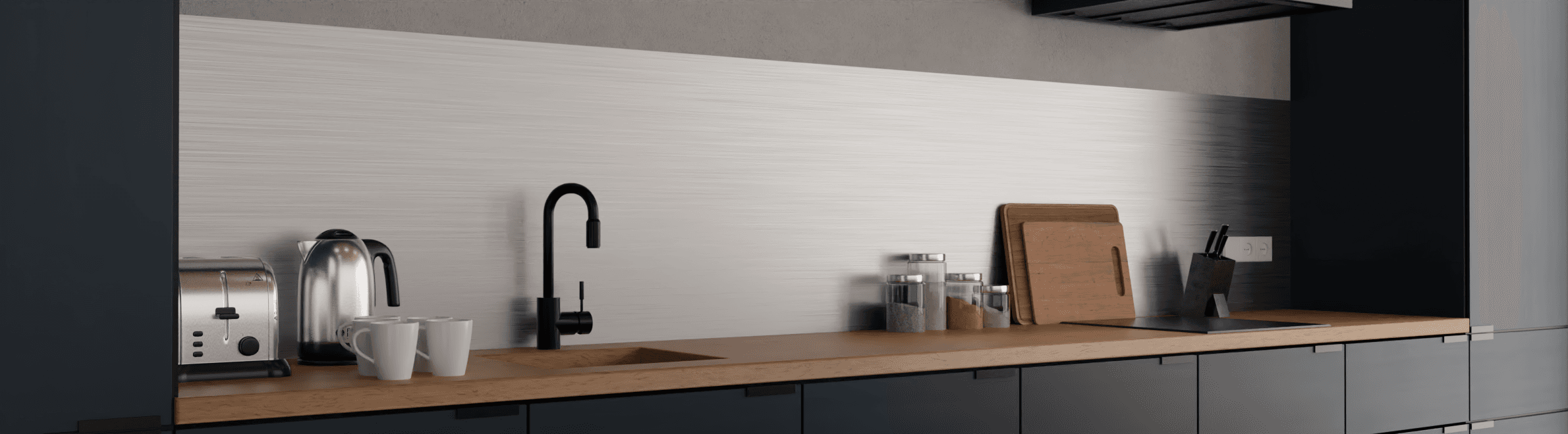 Crédence de cuisine en aluminium