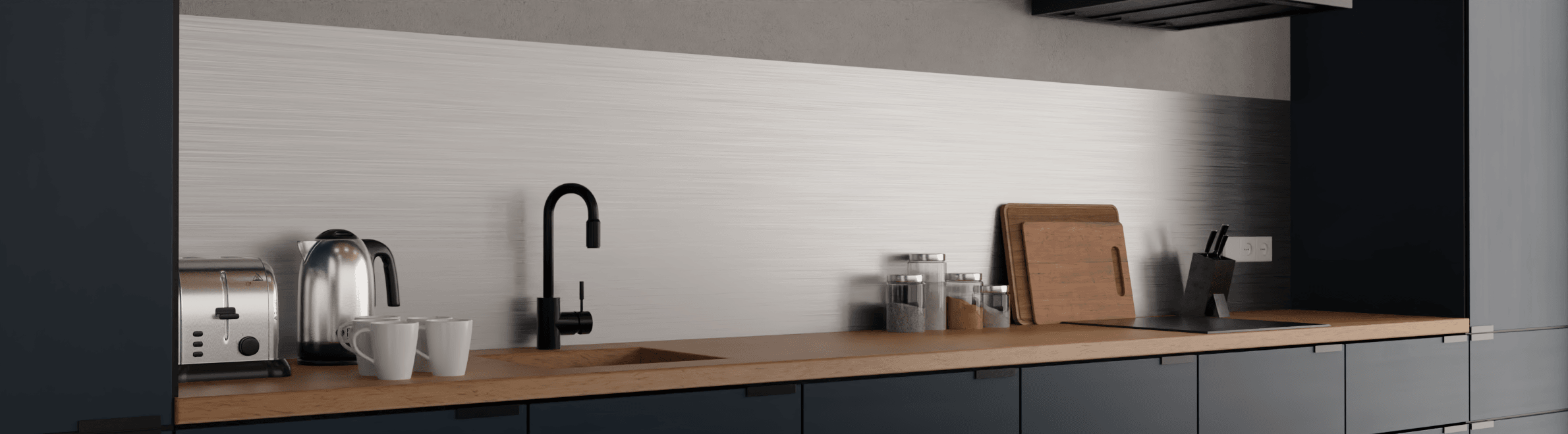 Crédence de cuisine en aluminium