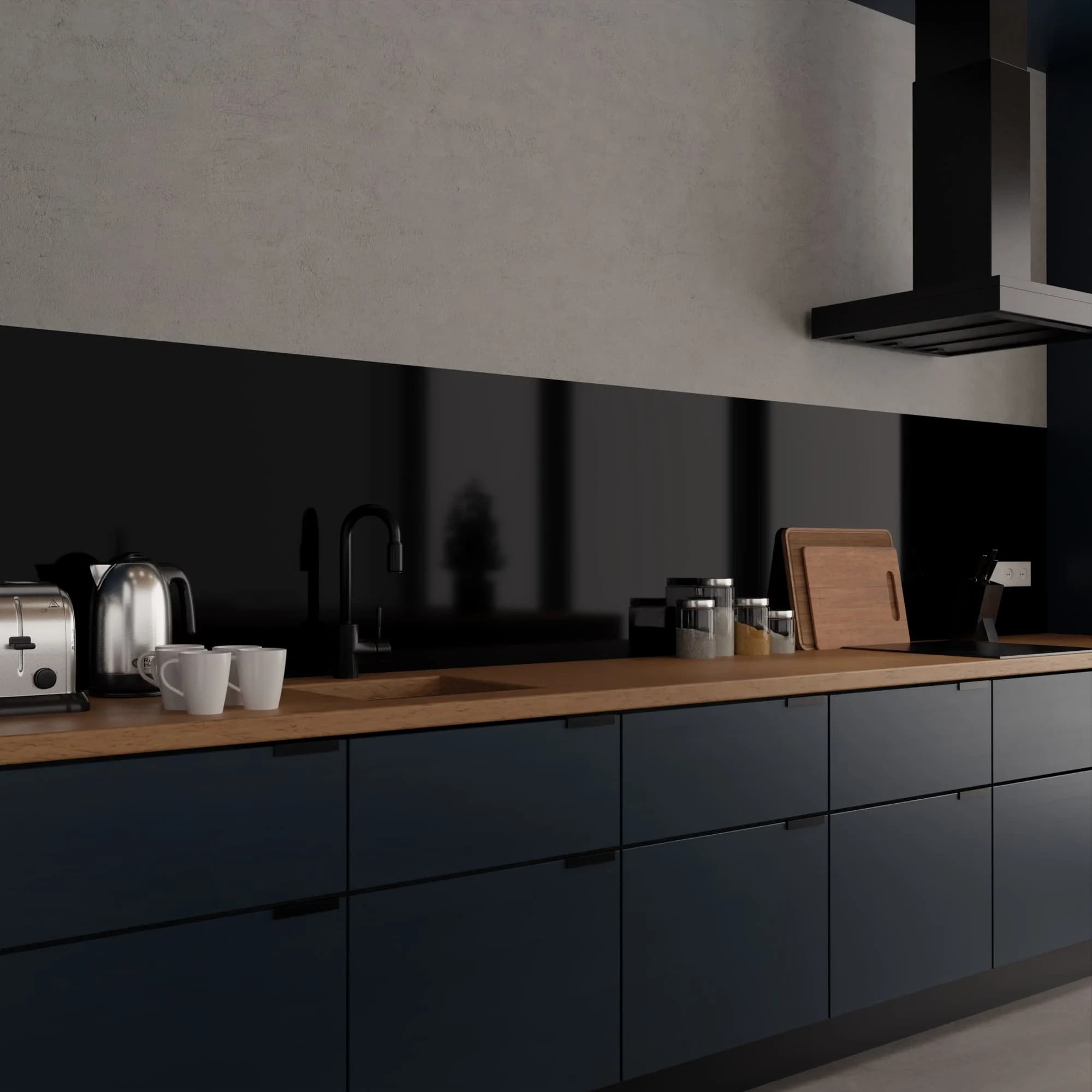 Keuken achterwand plexiglas zwart