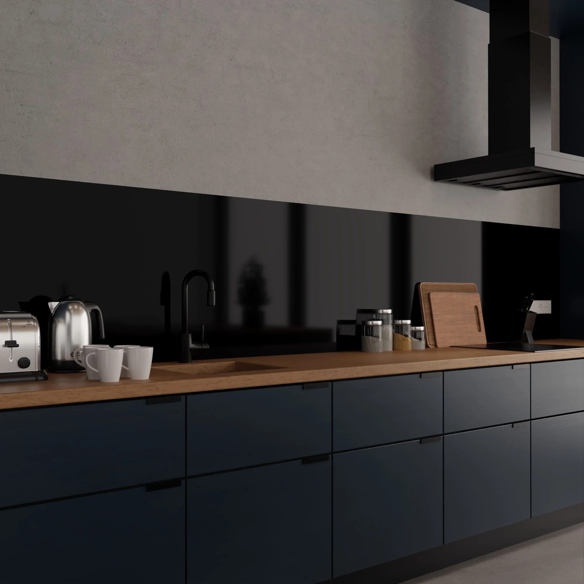 Keuken achterwand plexiglas zwart