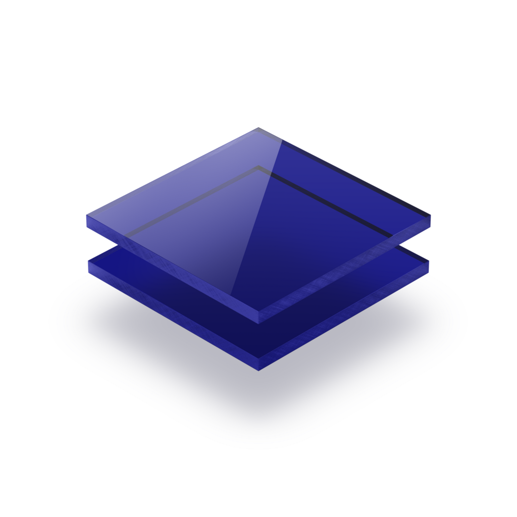 Plaque plexiglass bleu teinté