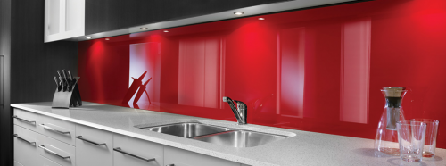 revetement mural de cuisine en plastique rouge